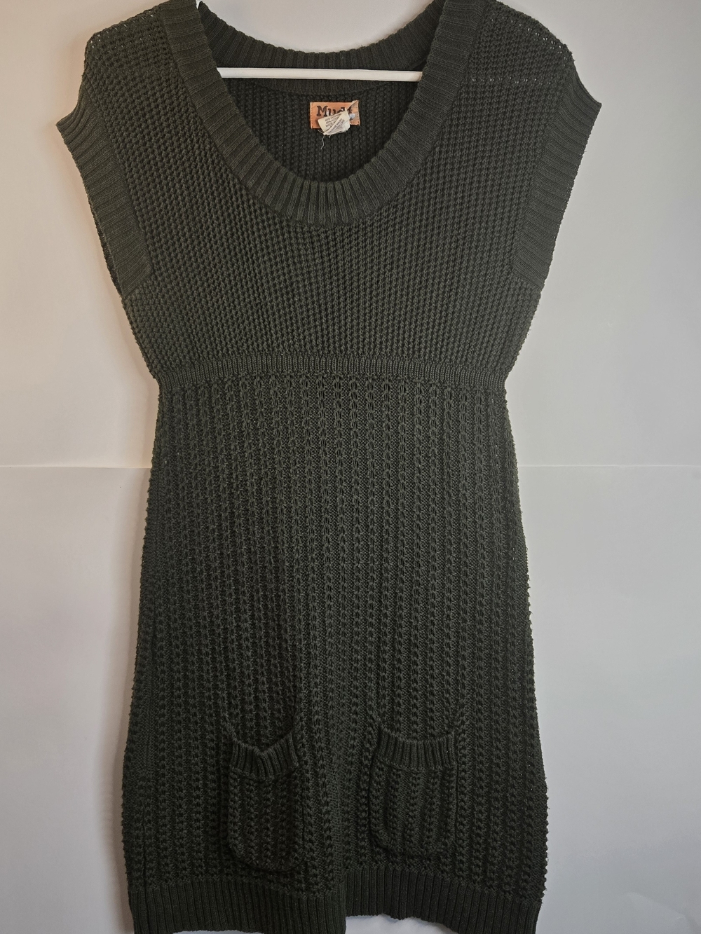 Mudd Knit Sleeveless Midi Dress in Dark Olive
